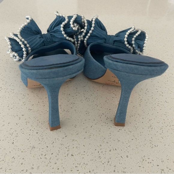 Venita Aspen x Gianni Bini Harlow Blue Ruffle Bow Mule Heels Size 7 New - Picture 4 of 9